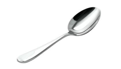 Shiny spoon, silver utensil on a dark background