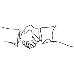 continuous line deal logo design shaking hands