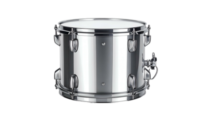 Chrome finish drum, isolated against black