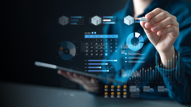 inventory, levels, stock, sku, warehouse, low, A businessperson managing inventory levels with a digital dashboard, analyzing stock data, warehouse operations, and product logistics performance.