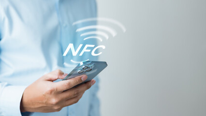 smartphone, nfc, contactless, payment, tap, wallet, A person using NFC technology on a smartphone for contactless payment, representing mobile wallet, cashless transactions, and digital convenience.