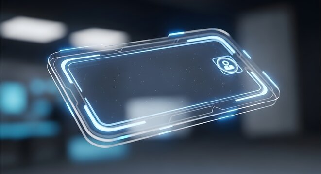 Futuristic Transparent Display Digital Tech Concept Blue Glow
