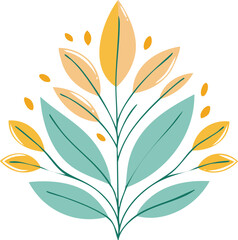 Floral Abstract Design with Leaves and Pastel Colors