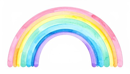 Soft Pastel Watercolor Rainbow Arc Illustration