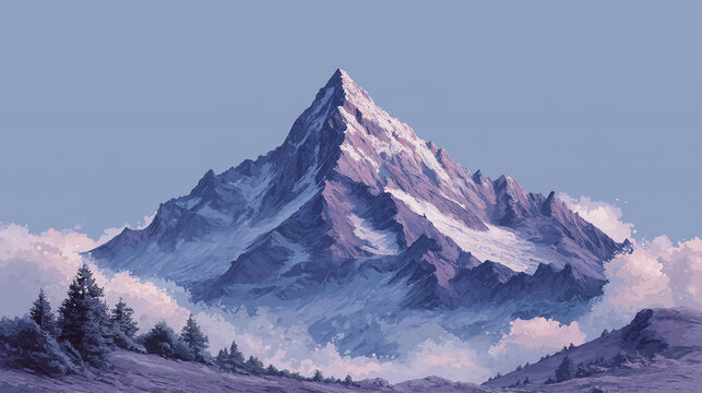 Mountain outline drawn unevenly and broken in the middle pastel background modern illustration imperfection challenge concept obstacles commercial use royalty free stock photo generated ai