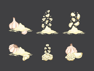 garlic cartoon aroma raw ingredient organic nature asian diet herb object seasoning plant background