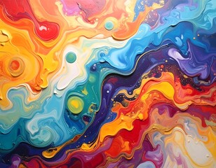Vibrant, swirling abstract art with flowing, textured paint effects
