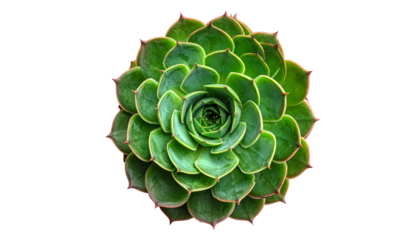 A green spiral succulent cactus. Green succulent cactus flower tropical plant top view isolated on solid white background Png format