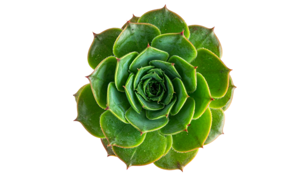 A green spiral succulent cactus. Green succulent cactus flower tropical plant top view isolated on solid white background in Png