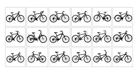 Vector art of bicycle silhouette collection vector illustration of various bike types, perfect for cycling and transportation themes