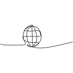 abstract earth continuous line vector design logo