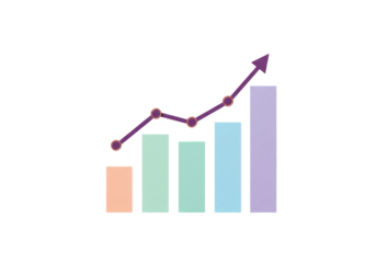Isolated growth chart with upward trending line for financial planning and stock market gains
