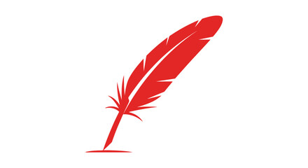 A single red feather illustration against a clean white background © Design lens