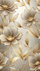 Intricate floral pattern with delicate petals and golden accents