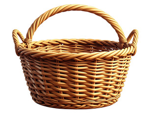 Obraz premium Empty Wicker Basket Front View, Natural Straw Texture, isolated on transparent background