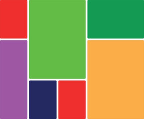 An arrangement of brightly colored rectangular shapes in a grid pattern