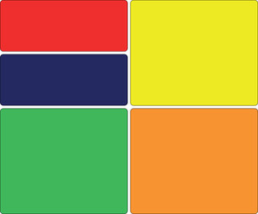 A simple arrangement of six rectangular color blocks in a grid pattern