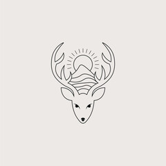 Deer and Mountain Logo Vector  Wildlife, Adventure & Nature