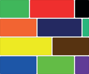 An arrangement of vibrant colored rectangles and squares in a grid pattern
