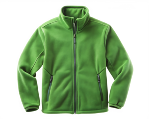 Fleece jacket fleece clothing green isolated on white background , PNG. AI Generated.