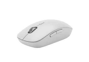 Isolated modern computer mouse device with metallic scroll wheel for desktop interface