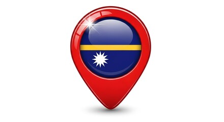 Fototapeta premium Glossy 3d Map Pointer with Nauru Flag Symbolizing Location