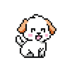 Cute drawing dog character pixel art illustration graphic eps 10