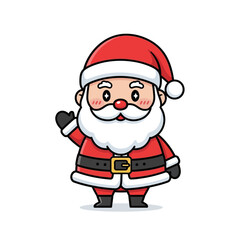 Cartoon Santa Claus Waving Hand with Festive Cheer.