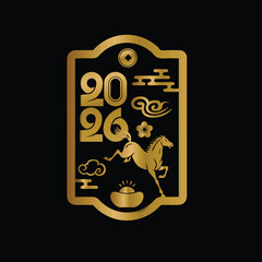 Gold lunar new year 2026 design clipart