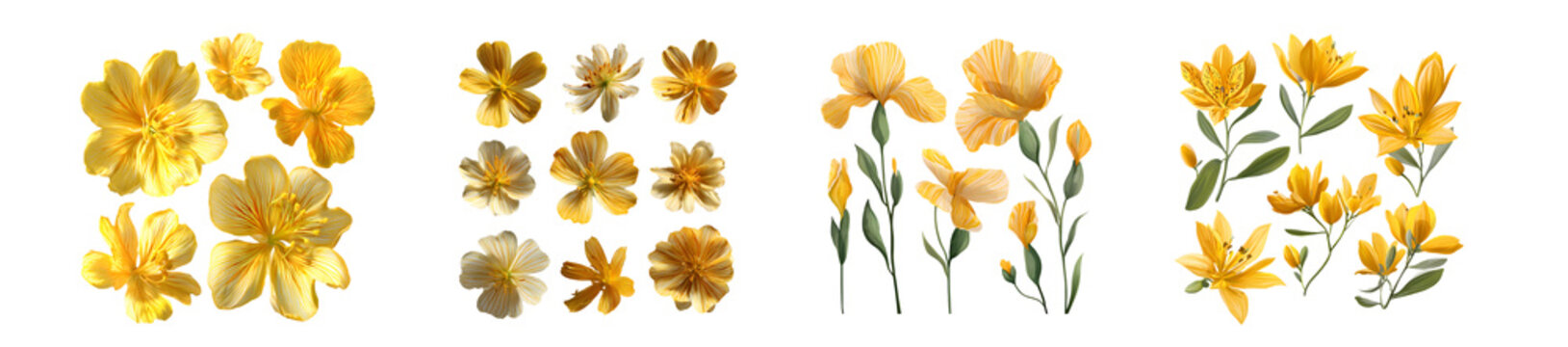 Beautiful collection of yellow daffodil floral compositions.