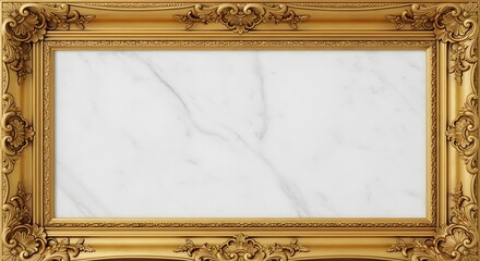Vintage Gold Ornate Frame White Marble Texture
