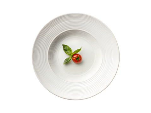Elegant plate with tomato and basil, culinary perfection