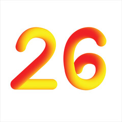 Bright orange and yellow gradient number twenty six