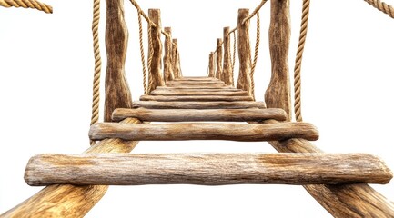 Wooden rope bridge, perspective view (2)