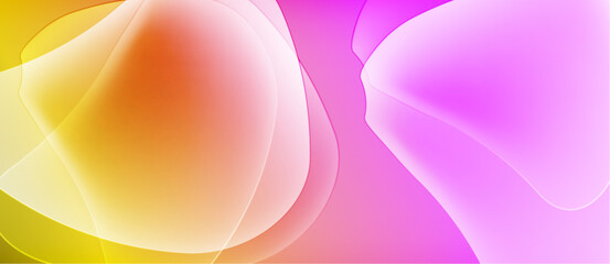 Abstract colorful shapes overlap. Soft gradients create warm, vibrant visual experience. Smooth transitions, modern design.