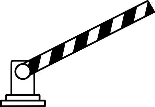 a black and white illustration of a boom barrier with a striped arm