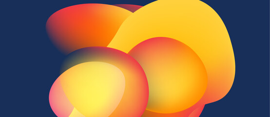 Abstract shapes overlap, creating vibrant orange, yellow hues. Smooth gradients suggest light, movement, depth. Minimalist design, modern aesthetic.
