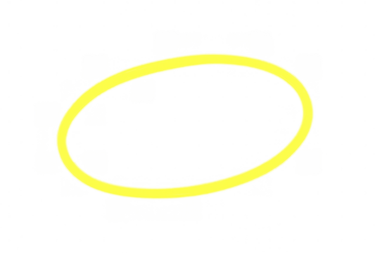 Yellow highlighter drawing an oval ellipse, emphasizing important information, transparent background element