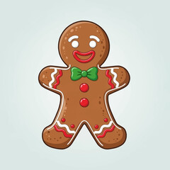 Festive Gingerbread Man Cookie with Icing and Bow Tie.