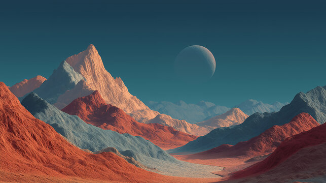 Abstract mountain ranges in different textures modern illustration landscape diversity concept nature commercial use royalty free stock photo generated ai