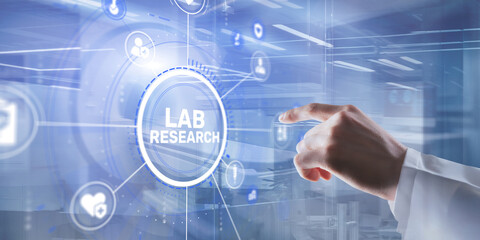 Precise lab research using a microscope and test tubes