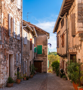 Medieval village of Castelnau de Montmiral in the Tarn in Occitanie, France