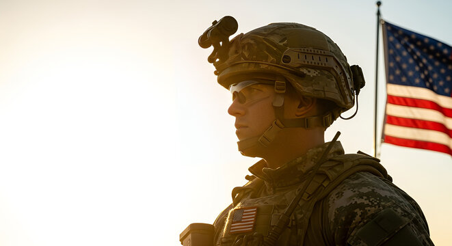 Honoring a patriotic veteran on a commemorative day with ample copy space for text
