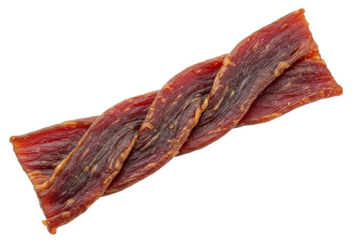 Isolated braided jerky strip for snacking, protein, meat food, healthy gourmet eating - Powered by Adobe