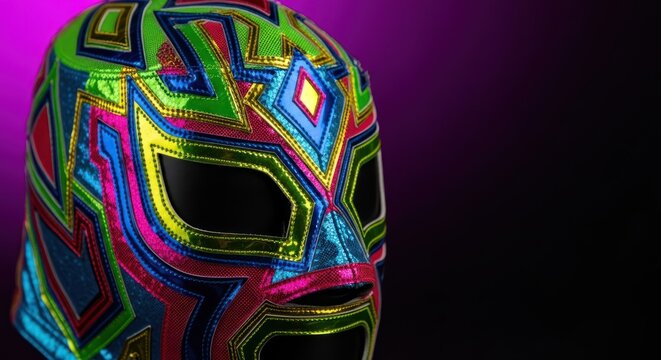 Close-Up of a Vibrant and Intricate Luchador Wrestling Mask Design