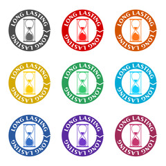 Long lasting icon isolated on white background. Set icons colorful