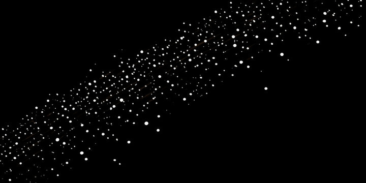 Falling fiber optic Christmas snow animation with glowing winter stars and light particles on black design