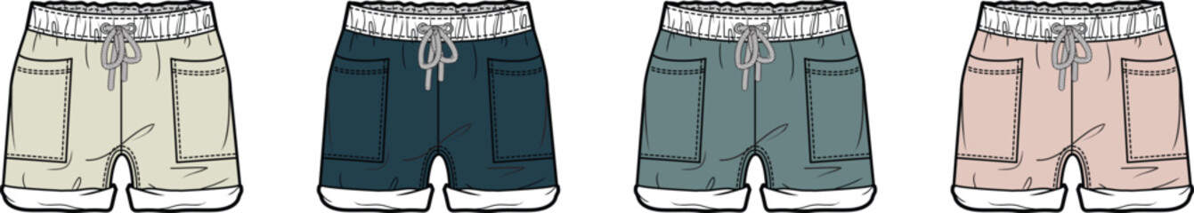 Collection of stylish shorts in various colors, perfect for summer casual wear and outdoor activities