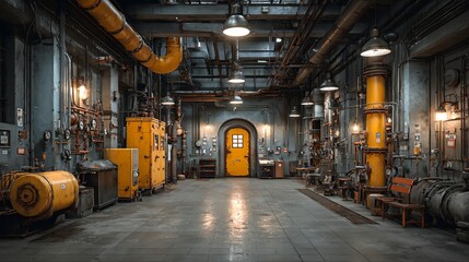 industrial, 廃工場, control room, 配管, 機械室, underground, 廃墟, maintenance, 蒸気システム, retro, 廃棄設備, 配電盤, factory interior