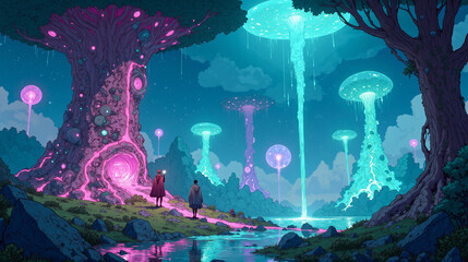 Mystical World of Light &mdash; Fantasy Environment with Energy Pillars